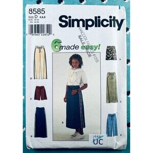 Simplicity 8585 Flared Skirt Straight Pants Shorts Easy Pattern Sz 4-8 UNCUT